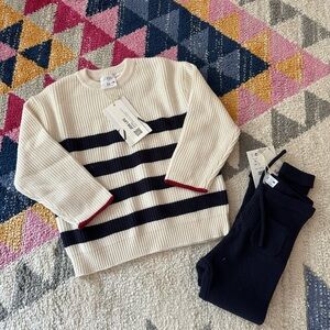 Zara, Rib Knit Sweater and Leggings, Navy/Cream, NWT